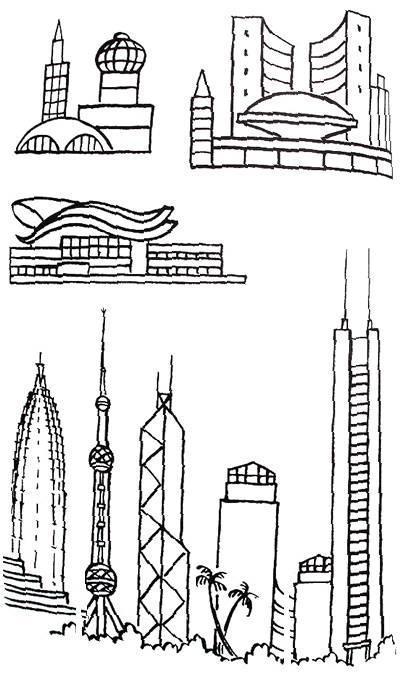 美国简单建筑物简笔画