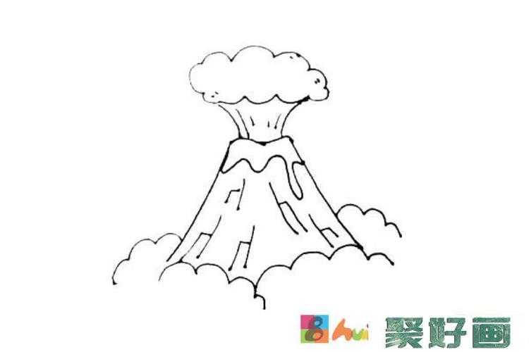 火山爆发简笔画步骤教程怎么画简笔画教程