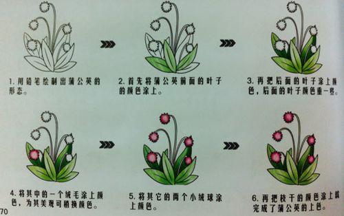 随风飘荡的蒲公英植物简笔画-e学堂