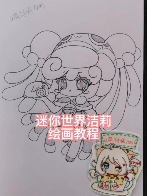 迷你世界迷你世界洁莉新皮肤趣味原创意动漫画手绘儿童简笔画线稿画