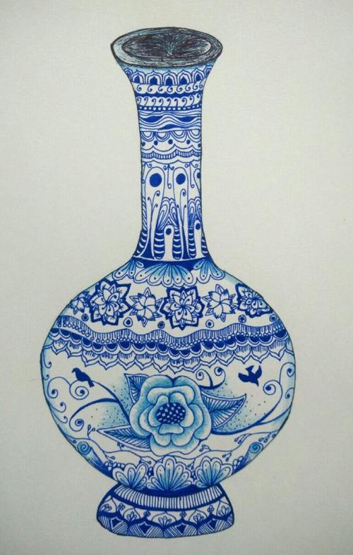 青花瓷花纹简笔画青花瓷花纹图片青花瓷瓶子线描画青花瓷瓶子简笔画