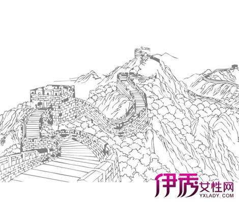 手绘长城简笔画图片长城简笔画作品欣赏-不朽的万里长城长城简笔图片