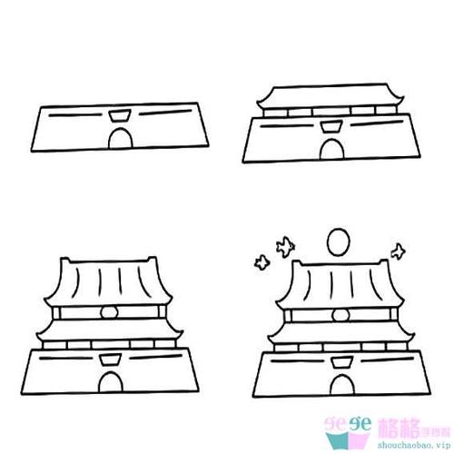 的简笔画绘画步骤素材天安门坐落在中华人民共和国首都北京市的中心