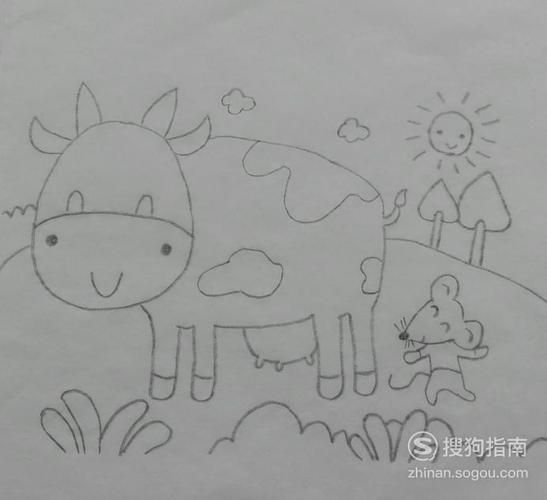 如何画小奶牛和小老鼠的简笔画