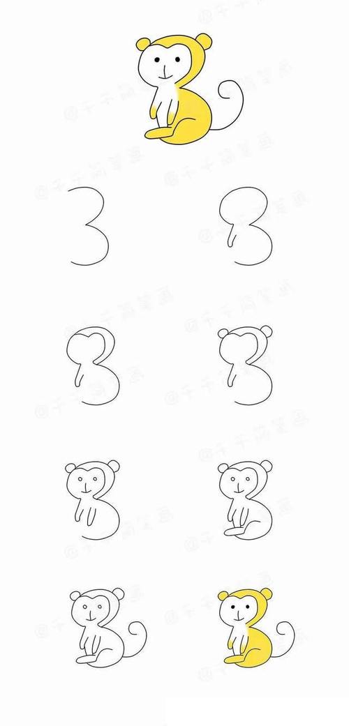 用数字画小动物简笔画