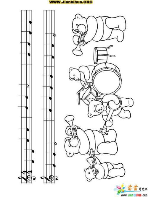 带色音符简笔画卡通